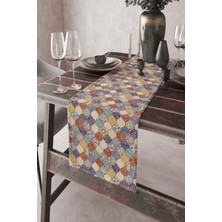 RugViva Dokuma Leke Tutmaz Elit Tay Tüyü Kumaş Çini Desen Masa Örtüsü Runner 40X140 Cm RNR200