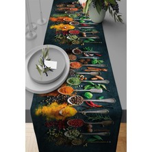 RugViva Dokuma Kumaş Elit Tay Tüyü Leke Tutmaz Masa Örtüsü Runner Baharatlar 40X140 Cm RNR223