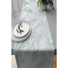 RugViva Elit Tay Tüyü Dokuma Leke Tutmaz Kumaş Masa Örtüsü Mermer Görünümlü Runner 40X140 Cm RNR264