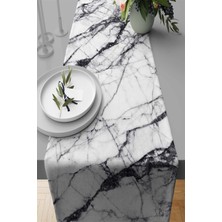 RugViva Mermer Görünümlü Tay Tüyü Dokuma Elit Leke Tutmaz Kumaş Masa Örtüsü Runner 40X140 Cm RNR265