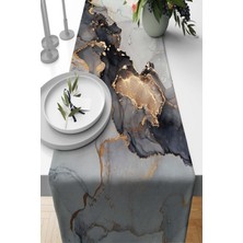 RugViva Masa Örtüsü Leke Tutmaz Elit Tay Tüyü Dokuma Kumaş Runner Mermer Görünümlü 40X140 Cm RNR267