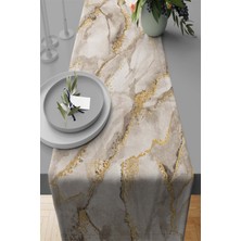 RugViva Masa Örtüsü Mermer Runner Elit Tay Tüyü Dokuma Leke Tutmaz Kumaş 40X140 Cm RNR254