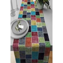 RugViva Leke Tutmaz Elit Tay Tüyü Dokuma Kumaş Masa Örtüsü Runner Patchwork 40X140 Cm RNR288