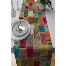 RugViva Dokuma Kumaş Elit Tay Tüyü Leke Tutmaz Masa Örtüsü Runner Patchwork 40X140 Cm RNR291