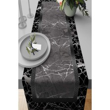 RugViva Masa Örtüsü Runner Tay Tüyü Dokuma Elit Leke Tutmaz Kumaş Mermer Çerçeveli 40X140 Cm RNR274