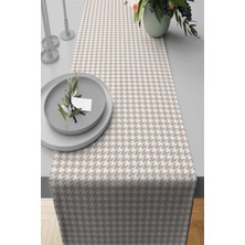 RugViva Dokuma Leke Tutmaz Elit Tay Tüyü Kumaş Masa Örtüsü Runner Kaz Ayağı 40X140 Cm RNR286