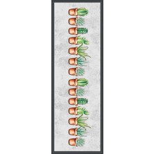 RugViva Runner Kaktüs Desenli Tay Tüyü Dokuma Elit Leke Tutmaz Kumaş Masa Örtüsü 40X140 Cm RNR335