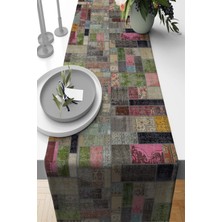 RugViva Dokuma Kumaş Elit Tay Tüyü Leke Tutmaz Masa Örtüsü Runner Patchwork 40X140 Cm RNR346