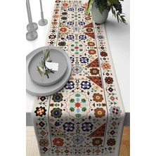 RugViva Masa Örtüsü Runner Elit Tay Tüyü Dokuma Leke Tutmaz Kumaş Kilim Desen 40X140 Cm RNR357