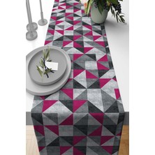 RugViva Runner Dokuma Leke Tutmaz Elit Tay Tüyü Kumaş Masa Örtüsü Geometrik 40X140 Cm RNR384