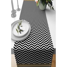 RugViva Elit Tay Tüyü Dokuma Leke Tutmaz Kumaş Masa Örtüsü Runner Yatay Zigzaglı 40X140 Cm RNR433