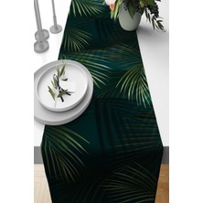 RugViva Tay Tüyü Elit Dokuma Leke Tutmaz Kumaş Masa Örtüsü Runner Yapraklı 40X140 Cm RNR438