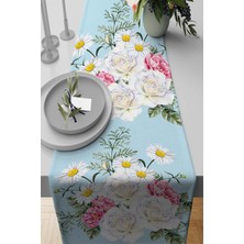 RugViva Dokuma Leke Tutmaz Elit Tay Tüyü Kumaş Masa Örtüsü Runner Gül Demeti 40X140 Cm RNR131