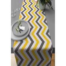 RugViva Elit Tay Tüyü Dokuma Leke Tutmaz Kumaş Masa Örtüsü Runner Zigzag 40X140 Cm RNR137