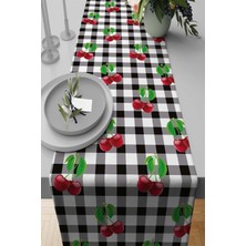 RugViva Runner Masa Örtüsü Elit Tay Tüyü Dokuma Leke Tutmaz Kumaş Kirazlı 40X140 Cm RNR219