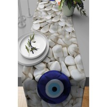 RugViva Masa Örtüsü Runner Elit Tay Tüyü Dokuma Leke Tutmaz Kumaş Nazar Boncuğu 40X140 Cm RNR277
