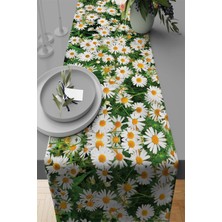 RugViva Papatyalı Runner Elit Tay Tüyü Dokuma Leke Tutmaz Kumaş Masa Örtüsü 40X140 Cm RNR318