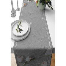 RugViva Elit Tay Tüyü Dokuma Leke Tutmaz Kumaş Masa Örtüsü Runner Beyaz Laleler 40X140 Cm RNR462