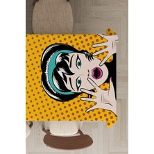 RugViva Yıkanır Leke Tutmayan Leke Tutmayan Dokuma Elit Kumaş Pop Art Masa Örtüsü MSO069