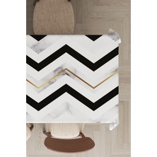 RugViva Leke Tutmayan Dokuma Elit Yıkanır Leke Tutmayan Kumaş Zigzag Desenli Masa Örtüsü MSO156