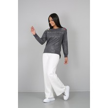 Banada Moda Baskılı Taşlanmış Deri Görünümlü Sweatshirt