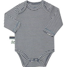 Organicera Organik Uzun Kollu Bebek Body ,ındıgo Melanj Çizgili