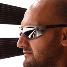 Badem10 Uv Korumalı Silikon Burunlu Antifog Gözlük Parlak Gümüş Bisiklet Gözlüğü