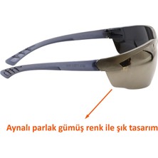 Badem10 Uv Korumalı Silikon Burunlu Antifog Gözlük Parlak Gümüş Bisiklet Gözlüğü