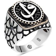 Gumush Gümüş Elif Vav Oval Erkek Yüzük