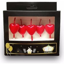 Çıtı Pıtı Store Kırmızı Kalp Mum 5'li