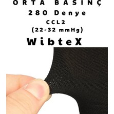 Wibtex Diz Altı Varisçorabı Burnu Açık (Siyah Renk) Orta Basınç Ccl2(Çift Bacak)
