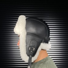Tahiroğlu Deri 1987 Kışlık  Deri Kürklü Ushanka Pilot Unisex Şapkası
