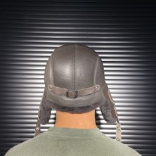 Tahiroğlu Deri 1987 Kışlık  Deri Kürklü Ushanka Pilot Unisex Şapkası