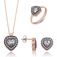 Gumush Gümüş Elmas Montür Kalpli Bayan Set