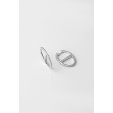 So CHIC Beyaz Taşlı 18 Ayar Beyaz Altın Kaplama Gümüş Küpe