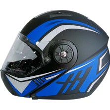 Jekai Jk-20 115 Modeli Güneş Vizörlü Çeneden Açılır Kask - Mavi/siyah - L