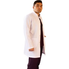 Vayvaylı Hakim Yaka Orta Boy Beyaz Erkek Doktor Öğretmen Laboratuvar Önlüğü