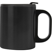 Verahed Çift Katman Paslanmaz Çelik Kolay Yudum Kulplu Bardak Termos 300ml Mat Siyah Mug Kupa