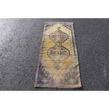 Kayra Export Kayra E x port Türk Halısı, Eskitme Halı, Halı, 68 x 156 cm Mavi Halı, Anadolusı Giriş Halı, Dekoratif Duvar Asma Hal