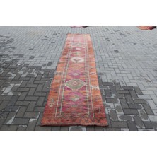 Kayra Export Kayra E x port Eskitme Halı, Türk Halısı, Halı, 83 x 383 cm Turuncu Halı, Bahçe Mutfak Halı, El Dokuma Koridor Halı,
