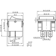 Motorobit KCD4-602 On-Off-On Switch 6 Pin Siyah