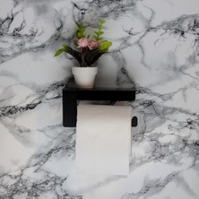 Hobi Demir Sanat Siyah Raflı Wc Kağıdı Standı