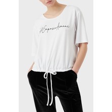 Ea7 Relaxed Fit Bağlama Detaylı Bisiklet Yaka T Shirt Bayan T Shirt 6LTT29 Tjdfz 1100