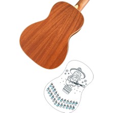 Havana Siyah Renk Ukulele Akor Cetveli Tablosu Stickeri Etiketi