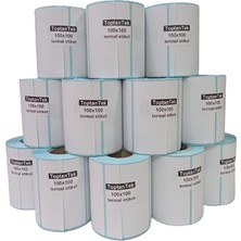 Toptantek 100X100 Termal Etiket 12'li Eko Paket (12 Adet Rulo) Bir Rulo 350 Sarım Birinci Sınıf Kagıt&yapışkan Tam Metraj