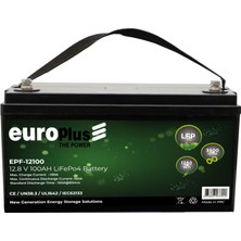 Europlus 12,8V 100 Ah Lifepo4 Lityum Akü Seri Kullanılabilir (Karavan, Marin, Yedek Güç)