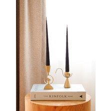 The Mia Iconic Siyah Şamdan Mum 2li Set 26 cm