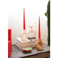 The Mia Iconic Kırmızı Şamdan Mum 2li Set 26 cm