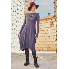 Los Banditos Kayık Yaka Parmak Geçmeli Kışlık Elbise