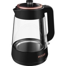 Arçelik 1900W, 2000ML, Çift Cam Siyah Çay Makinesi